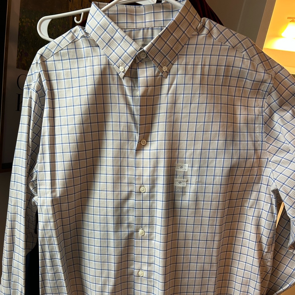 Joseph Men's White and Blue Plaid Shirt